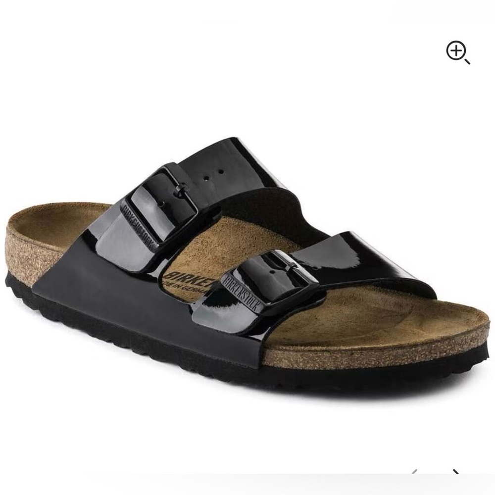 NIB. Birkenstock Arizona Black Patent sandals. Size 40